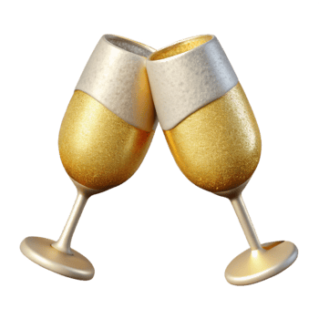 wonderful artistic Anniversary Champagne Glasses Toast Isolated authentic png