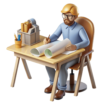 vibrant creative Architect Drawing Blueprint Desk Isolated Design Studio authentic png