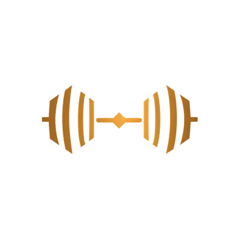 Golden Weightlifting Barbell Logo Symbol On Transparent Background png