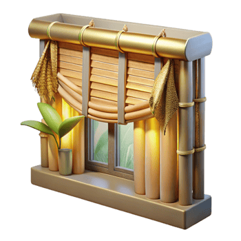 magnificent artistic Bamboo Blinds Cutout Window Treatment Home Decor professional png