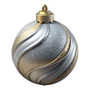 serene traditional Bauble Ornament Silver Glitter Isolated detailed png