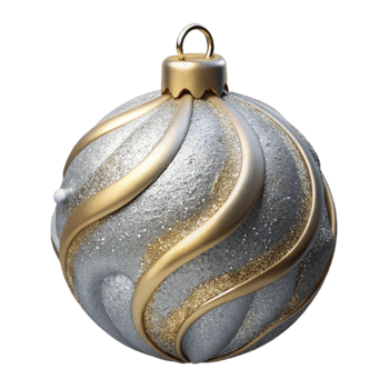 stunning classic Bauble Ornament Silver Glitter Isolated professional png