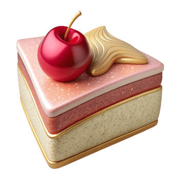dramatic modern Birthday Cake Slice with Cherry Cutout exclusive png