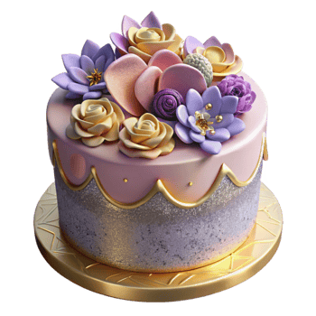 stunning classic Birthday Cake with Edible Flowers Isolated high quality png