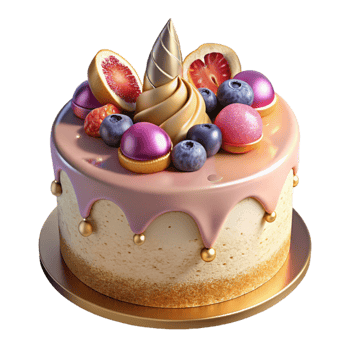 serene vintage Birthday Cake with Fruits Cutout for Dessert Designs genuine png