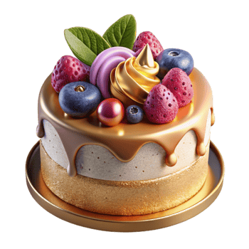 vibrant contemporary Birthday Cake with Fruits Cutout for Dessert Designs detailed png