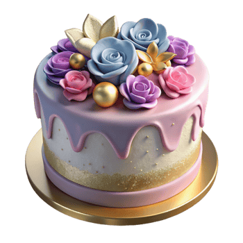 magnificent modern Birthday Cake with Icing Cutout for Dessert Designs detailed png