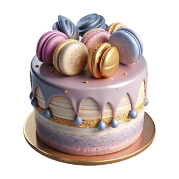 impressive rustic Birthday Cake with Macarons Decoration Isolated png