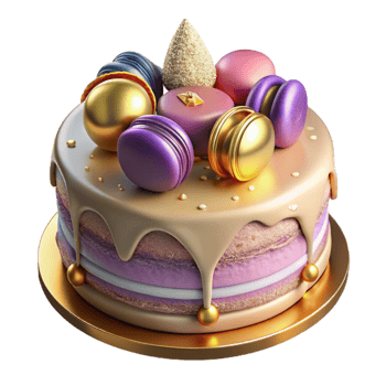 magnificent artistic Birthday Cake with Macarons Decoration Isolated high resolution png