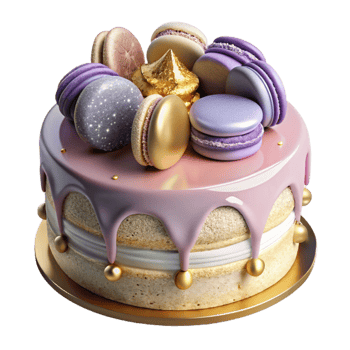 impressive traditional Birthday Cake with Macarons Decoration Isolated exclusive png