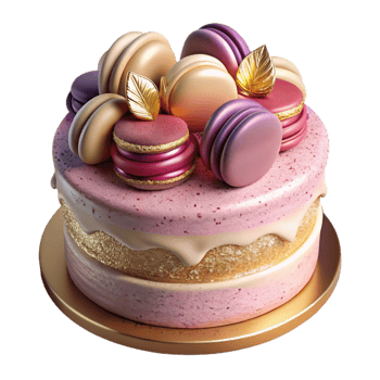 vibrant minimalist Birthday Cake with Macarons Decoration Isolated professional png