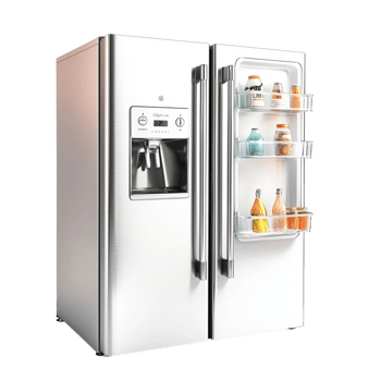 Modern silver refrigerator an open door png