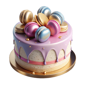 wonderful classic Birthday Cake with Macarons Decoration Isolated detailed png