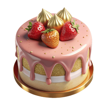 beautiful rustic Birthday Cake with Strawberry Topping Isolated high quality png