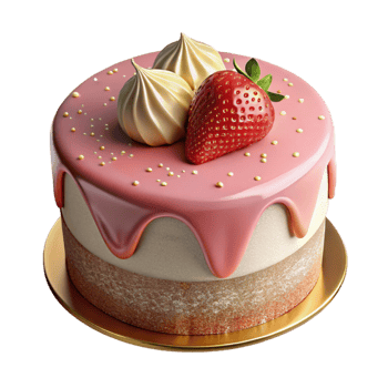 extraordinary vintage Birthday Cake with Strawberry Topping Isolated original png