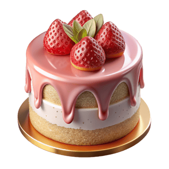 beautiful traditional Birthday Cake with Strawberry Topping Isolated high resolution png