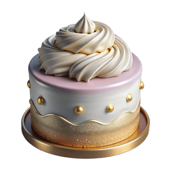 elegant artistic Birthday Cake with Whipped Cream Isolated high quality png