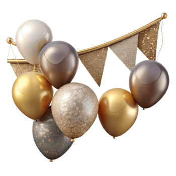 stunning abstract Birthday Party Banner with Balloons Cutout professional png