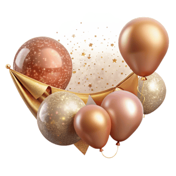 serene contemporary Birthday Party Banner with Balloons Cutout professional png