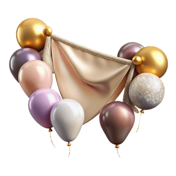 wonderful rustic Birthday Party Banner with Balloons Cutout genuine png