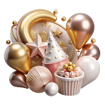 serene minimalist Birthday Party Decorations Transparent for Event Planning professional png