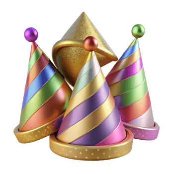 vibrant modern Birthday Party Hats Colorful Set Cutout detailed png