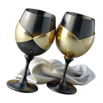 magnificent traditional Black and White Wine Glasses Transparent for Wine Lists png