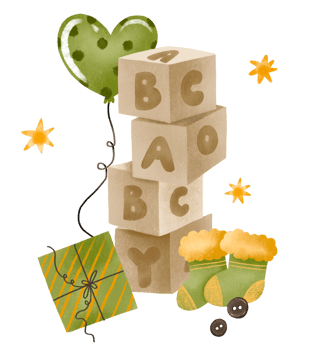 Baby card with abc cubes, pyramid. Newborn baby shower hand drawn watercolor style illustration on isolated background png