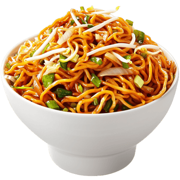 Delicious bowl of stirfried noodles fresh vegetables png