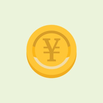 Yen coin flat icon, gold coin illustration element with yen currency as the coin symbol. illustration element design with finance and wealth theme vector