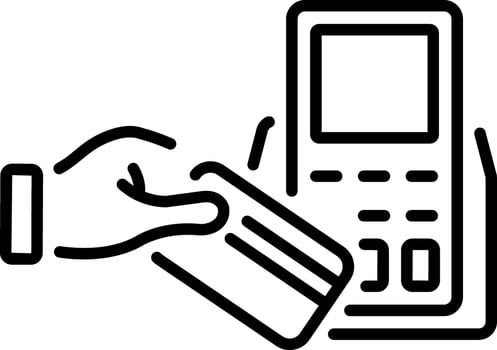 Card swipe through a payment machine, line style icon vector
