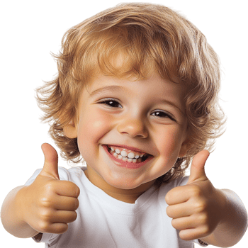 Happy child giving a cheerful thumbs up gesture png