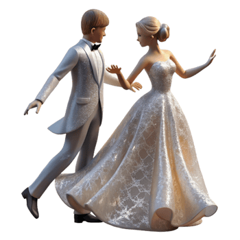 serene abstract Bride and Groom Dancing Silhouette Transparent premium png