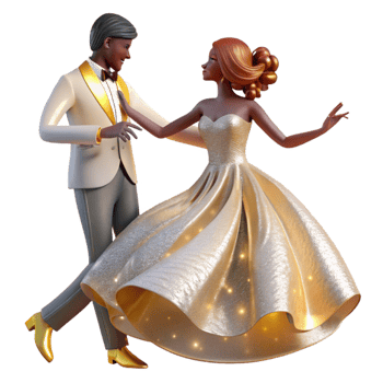 serene vintage Bride and Groom Dancing Silhouette Transparent detailed png