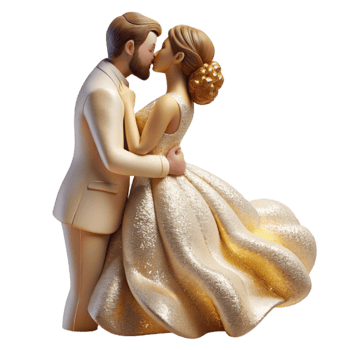 vibrant traditional Bride and Groom Silhouette Kissing Transparent for Romantic Cards detailed png