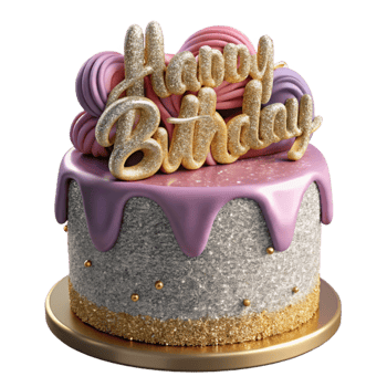 dramatic traditional Cake Topper Happy Birthday Text Isolated original png
