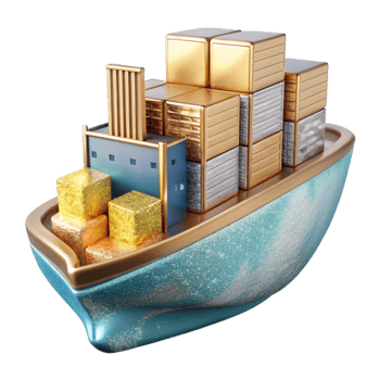 serene artistic Cargo Ship Transparent Background for Logistics Projects professional png