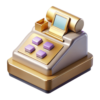 vibrant traditional Cash Register Icon Isolated Cutout for Retail Sales detailed png