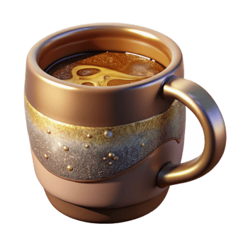 vibrant artistic Ceramic Mug with Coffee Isolated for Breakfast Images professional png