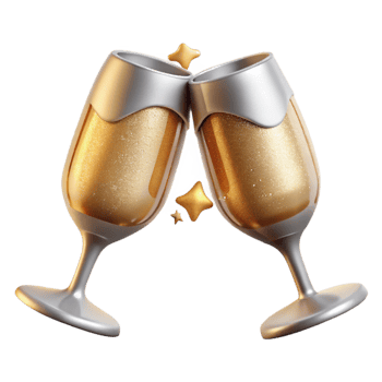 impressive modern Champagne Glasses Toast Celebration Isolated for Wedding Banners genuine png