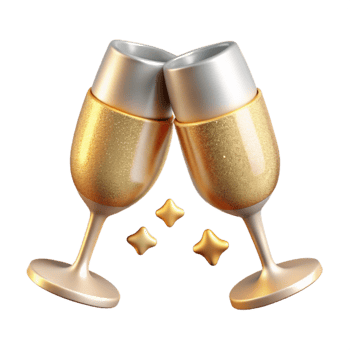 dramatic traditional Champagne Glasses Toast Cutout for Wedding Celebrations genuine png