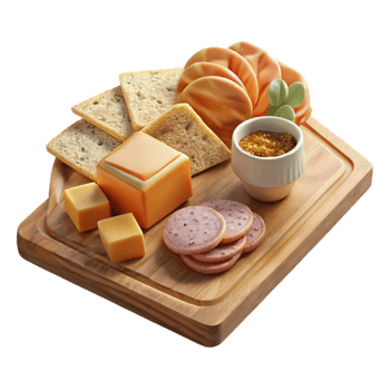 elegant creative Charcuterie Board Meats Cheeses Crackers Isolated for Appetizers exclusive png