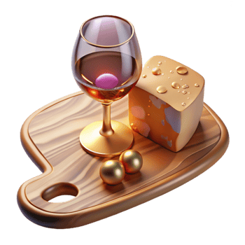 vibrant artistic Cheese Board Wooden Serving Board Cutout Wine and Cheese high resolution png
