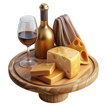 stunning artistic Cheese Board Wooden Serving Board Cutout Wine and Cheese high quality png
