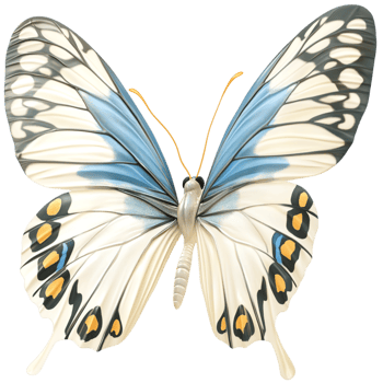 Beautiful butterfly blue white wings spread gracefully png