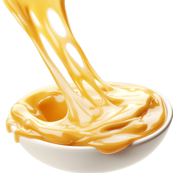 Thick golden honey pouring smoothly into a white bowl in a mesmerizing flow png