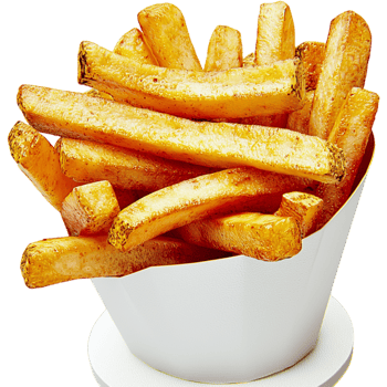 Crispy golden French fries stacked in a white container a crunchy texture png