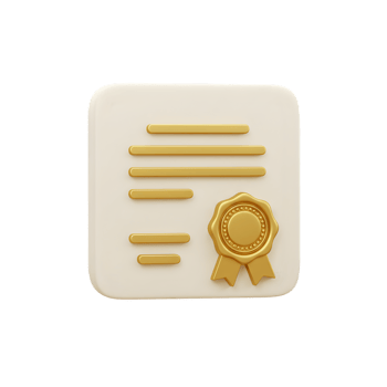 3D Render of Golden Seal Certificate Award Achievement Icon png
