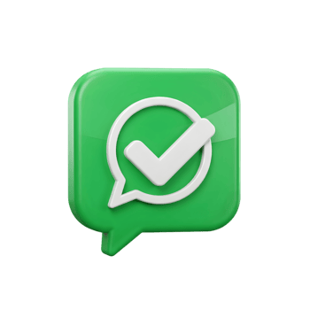 3D Render of a Green Check Mark Chat Bubble Icon Digital Communication Approved Message Confirmation Successful Transmission png