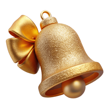 stunning contemporary Christmas Bell Gold Jingle Decoration Isolated detailed png